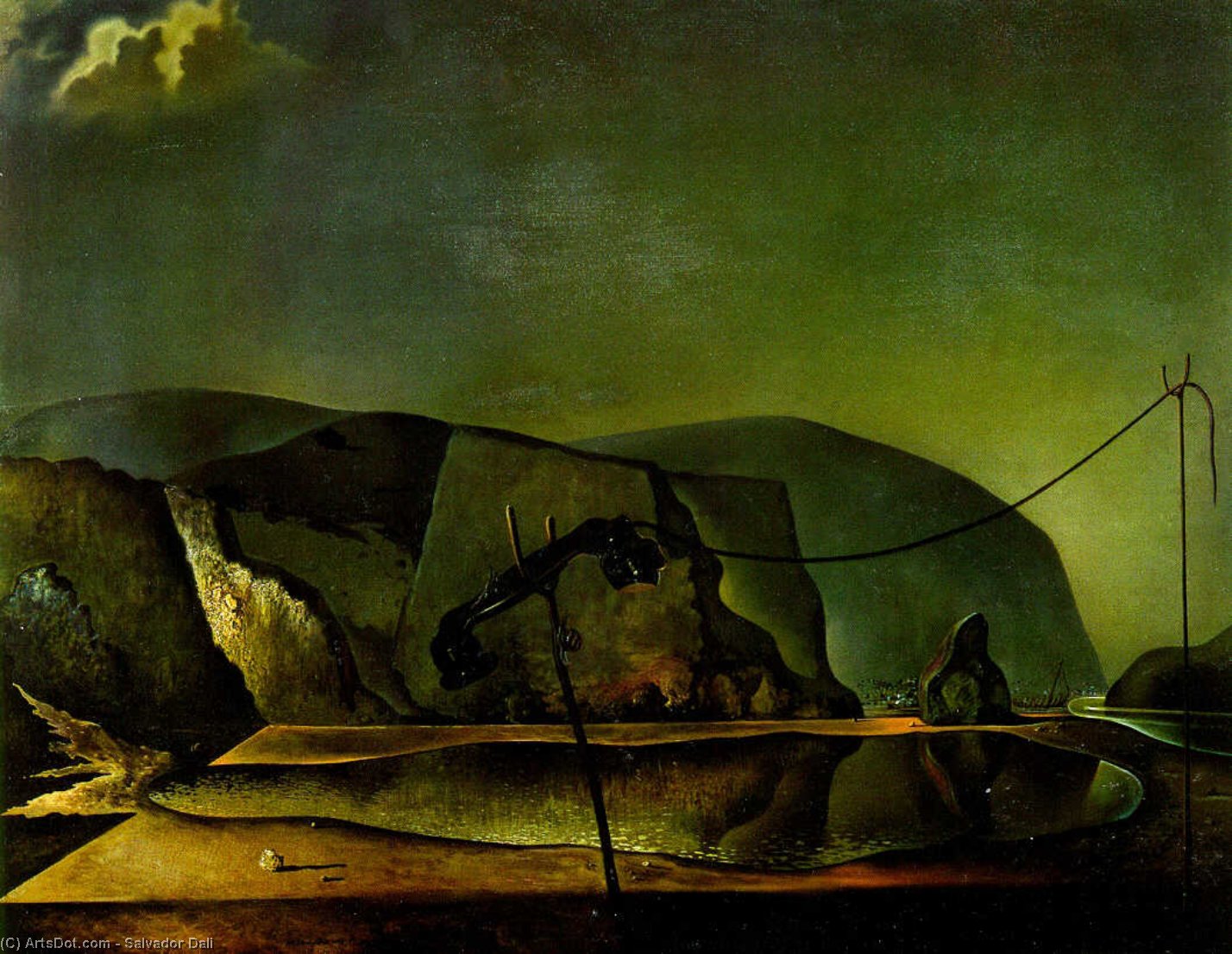 Beach Scene With Telephone — Salvador Dalí