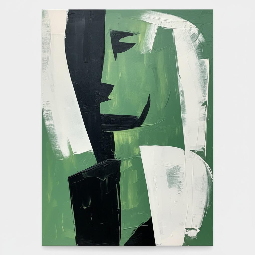 Monolithic Sage Shadows With Sweeping White Gestures In A Singular Masterpiece — Laurent Fabre