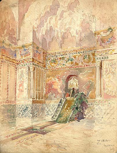 Zisa, Palermo, Sicily, (painting) — Phineas E Paist