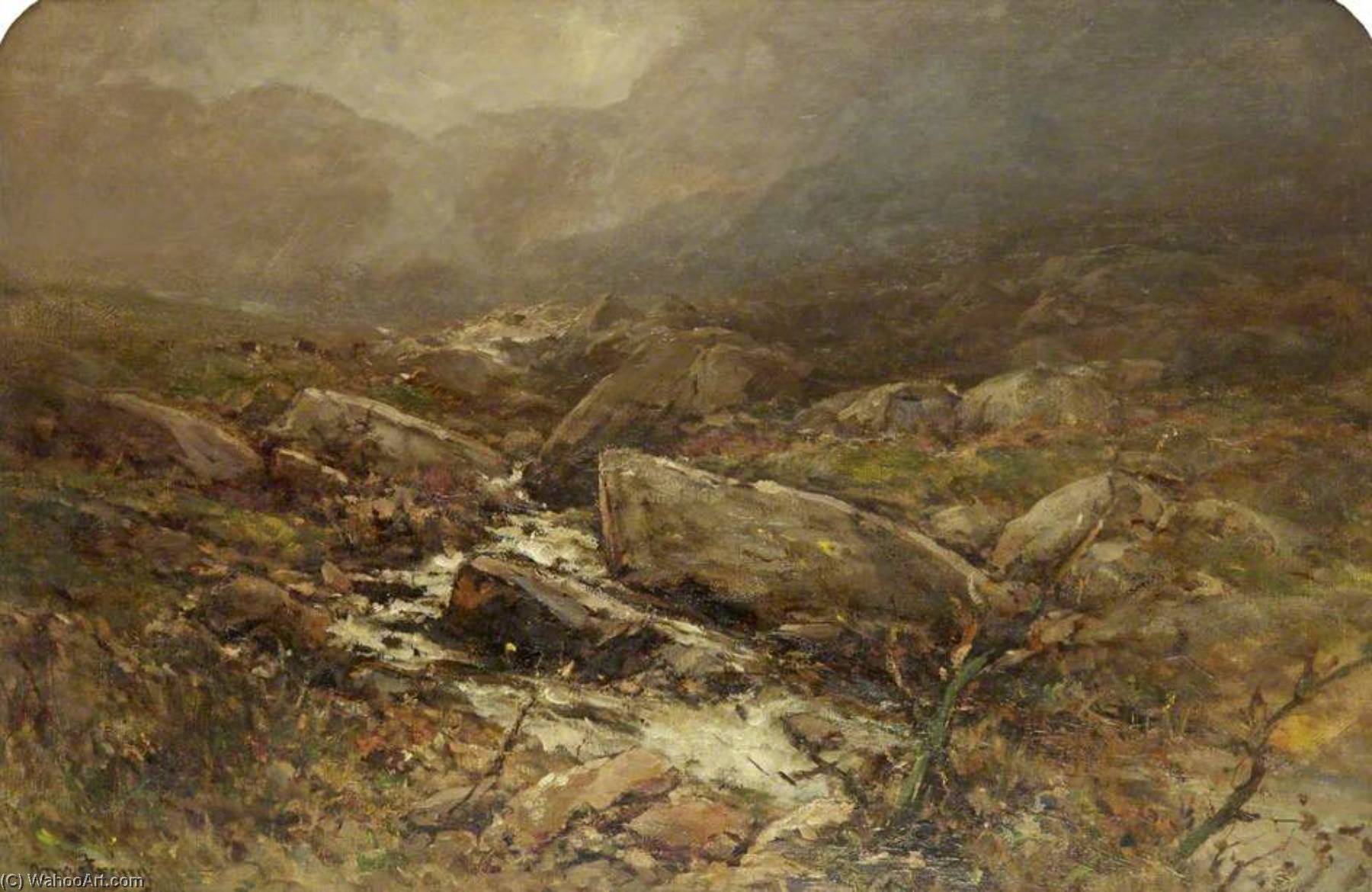 A Mountainous Landscape With Trees And Stream — Francis Abel William Taylor Armstrong