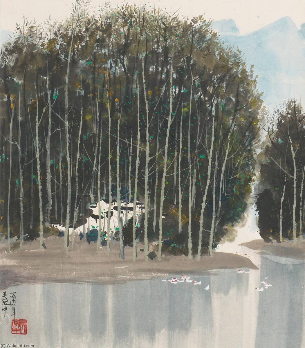 Silver Birch Trees And Goose Pond — Wu Guanzhong