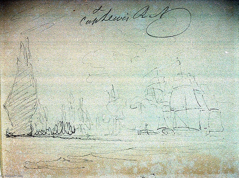 Sketch Of A Battle ^ Early Ships Off Madeira On Reverse — Nicholas Pocock