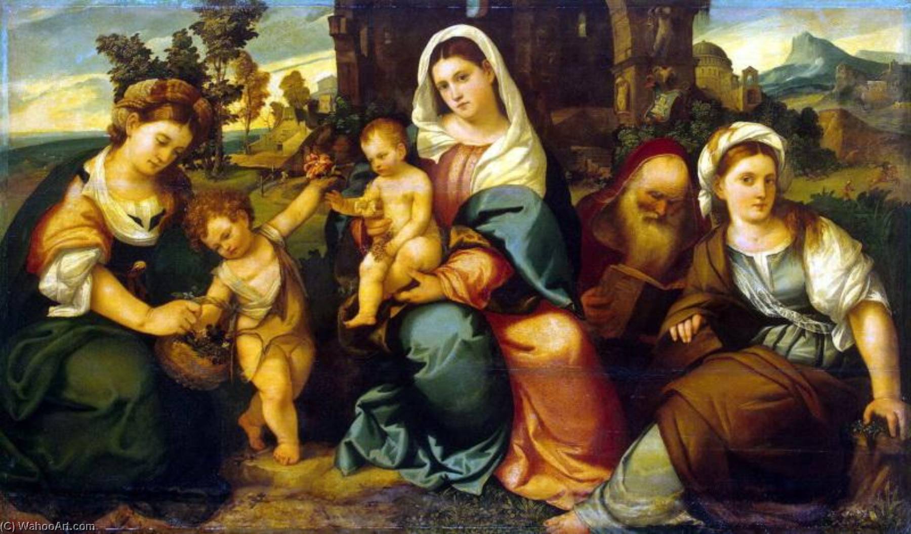 Madonna And Child With St. Catherine, John The Baptist, Dorothea And Anthony Abbot — Bonifazio Veronese (bonifazio De Pitati)