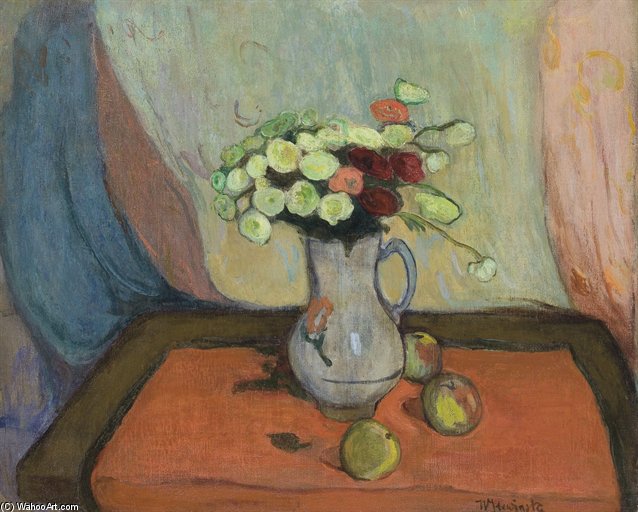 Vase De Fleurs Avec Trois Pommes — Wladyslaw Slewinski