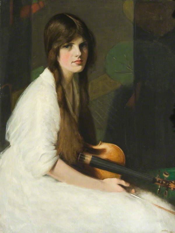 Phyllis With A Violin (phyllis Allan, Later Lady Langley Taylor) — James Mcbey