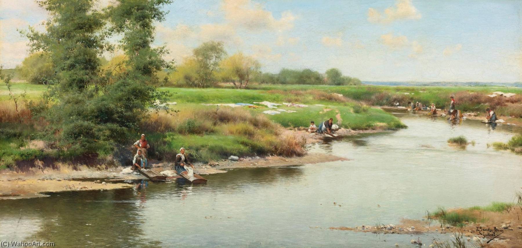 Washerwomen At The Edge Of The River, Guillena — Emilio Sanchez-perrier