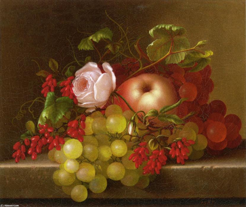 Still Life With Peach, Grapes And Rosehips — Adelheid Dietrich