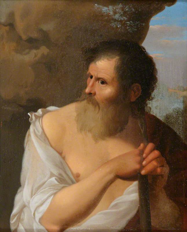 Figure Of A Bearded Man (a Philosopher ) Leaning On A Staff — Cornelis Van Poelenburch