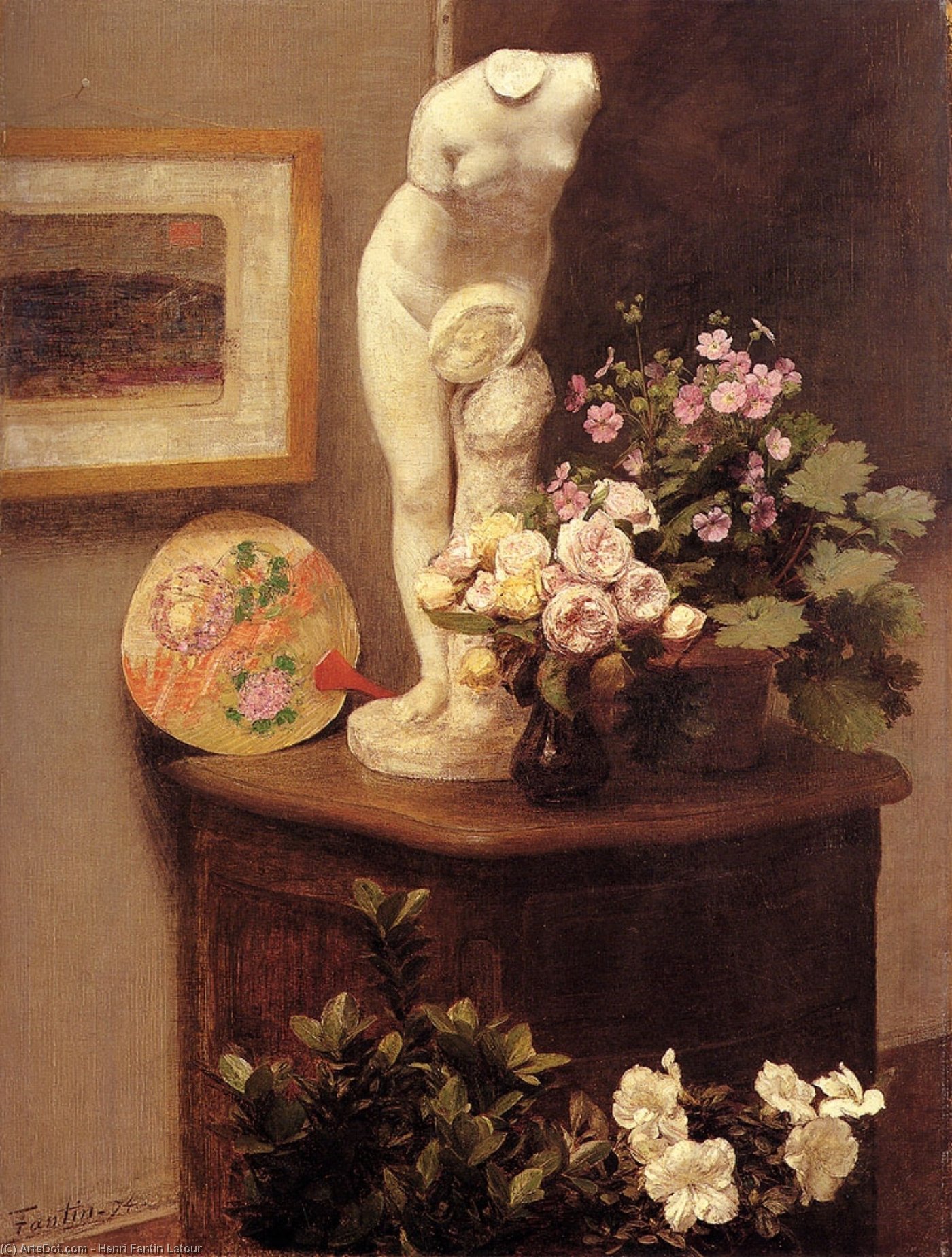 Still Life With Torso And Flowers — Henri Fantin-latour