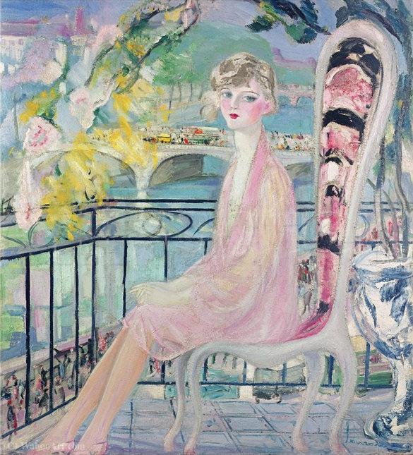 Portrait Of Dolly Davis On A Balcony In Front Of The Old Bridge Of Alma — Jacqueline Marval