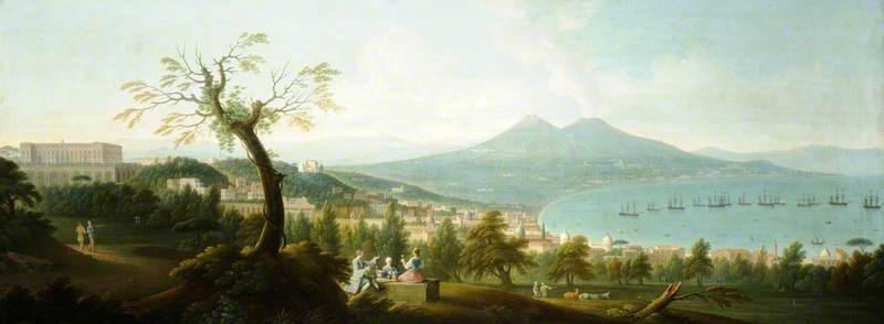 A View Of The Bay Of Naples From San Martino (the Vomero) With A Fleet At Anchor, Vesuvius Beyond And The Palazzo Di Capodimonte To The Left — Gabriele Ricciardelli