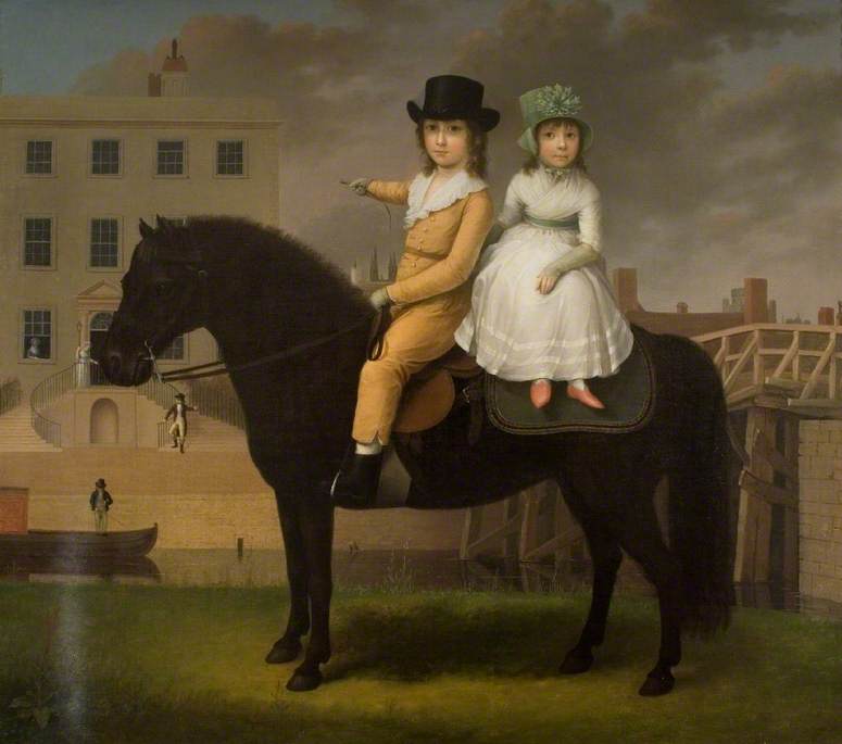 Wright Thomas Squire (d.1811), And His Sister Charlotte On A Black Pony — Nathan Fielding