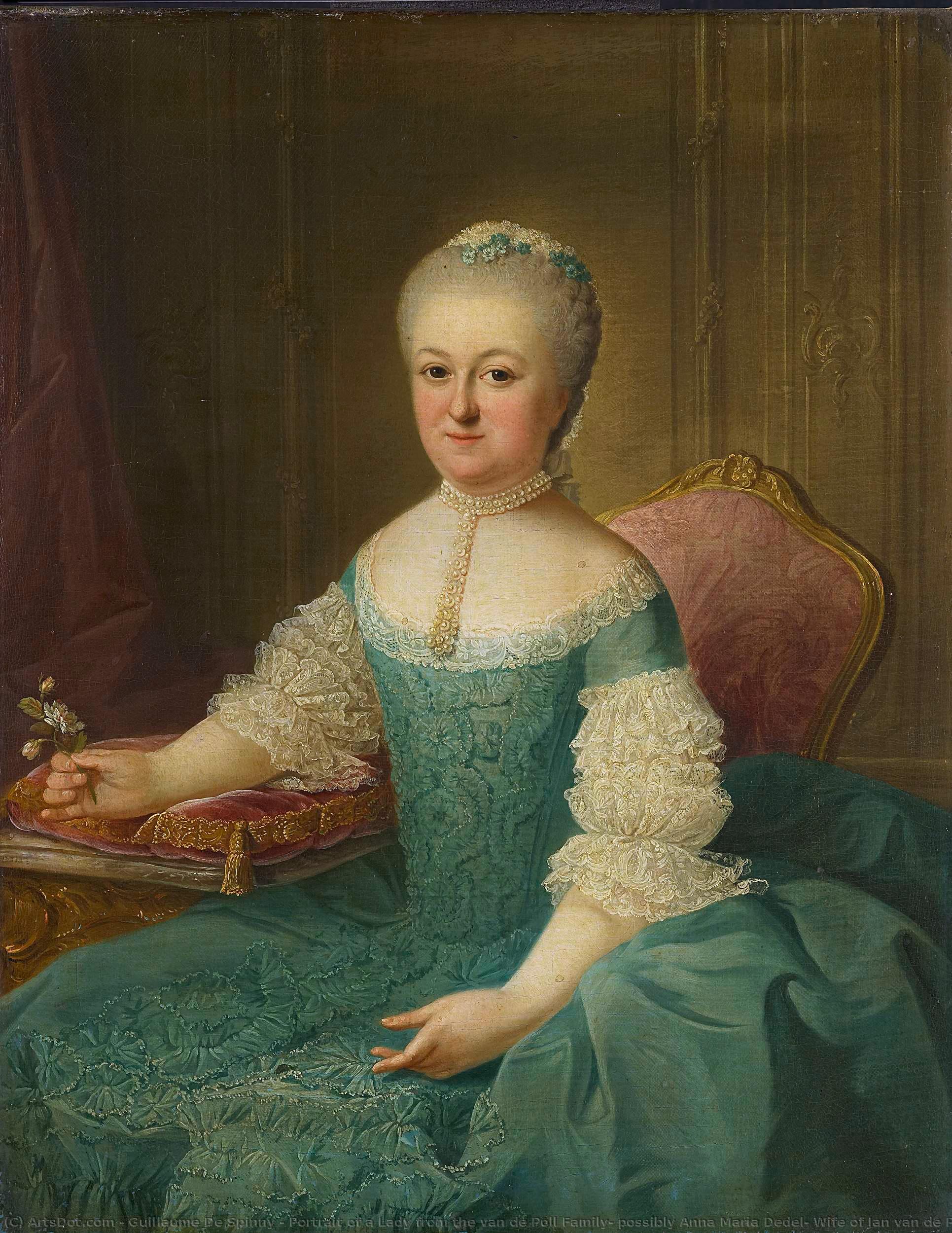 Portrait Of A Lady From The Van De Poll Family, Possibly Anna Maria Dedel, Wife Of Jan Van De Poll, Guillaume De Spinny, 1762 — Guillaume De Spinny