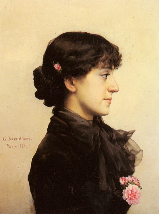 A Lady In Black With Pink Roses — Gunnar Berndtson