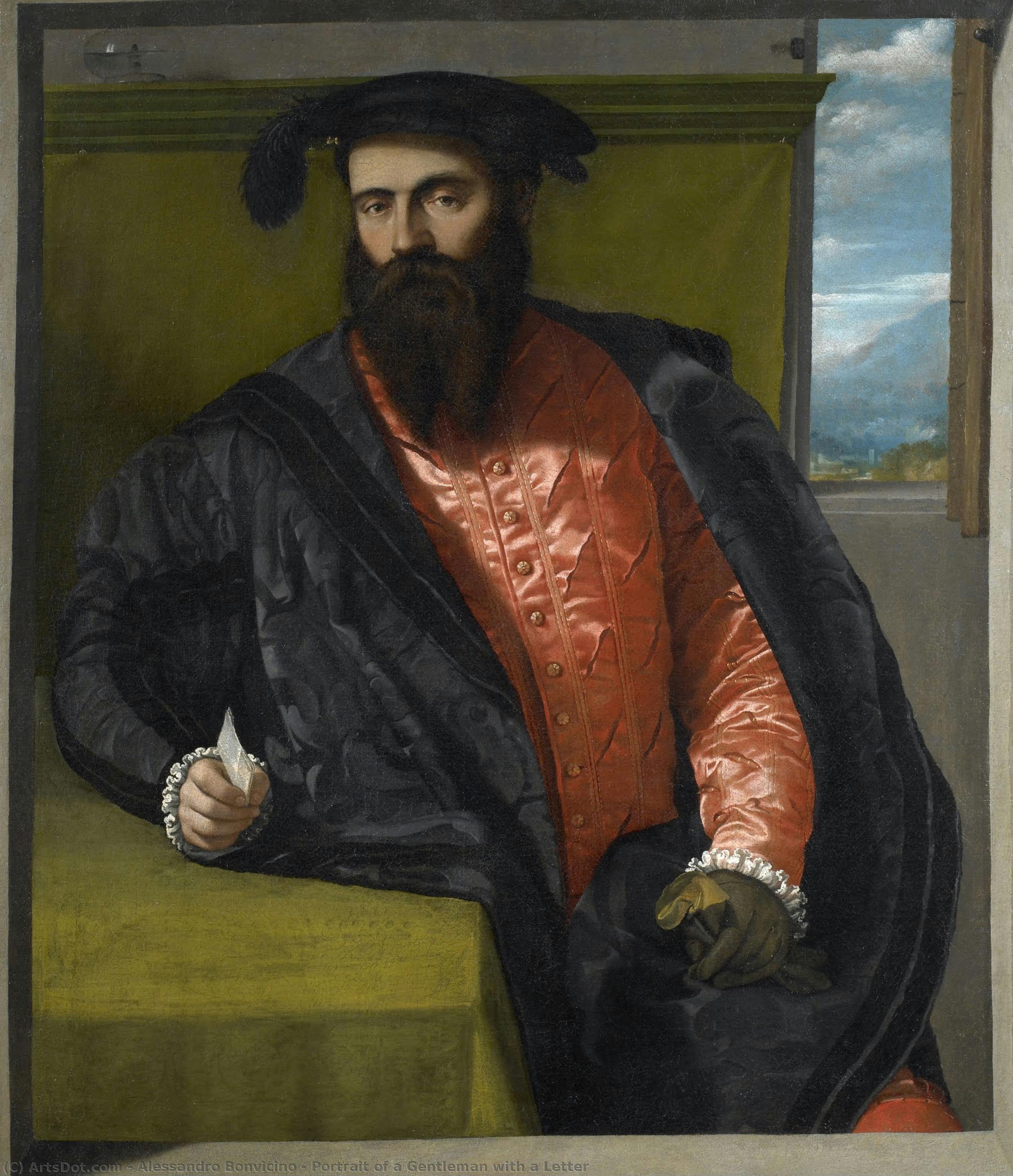 Portrait Of A Gentleman With A Letter — Alessandro Bonvicino