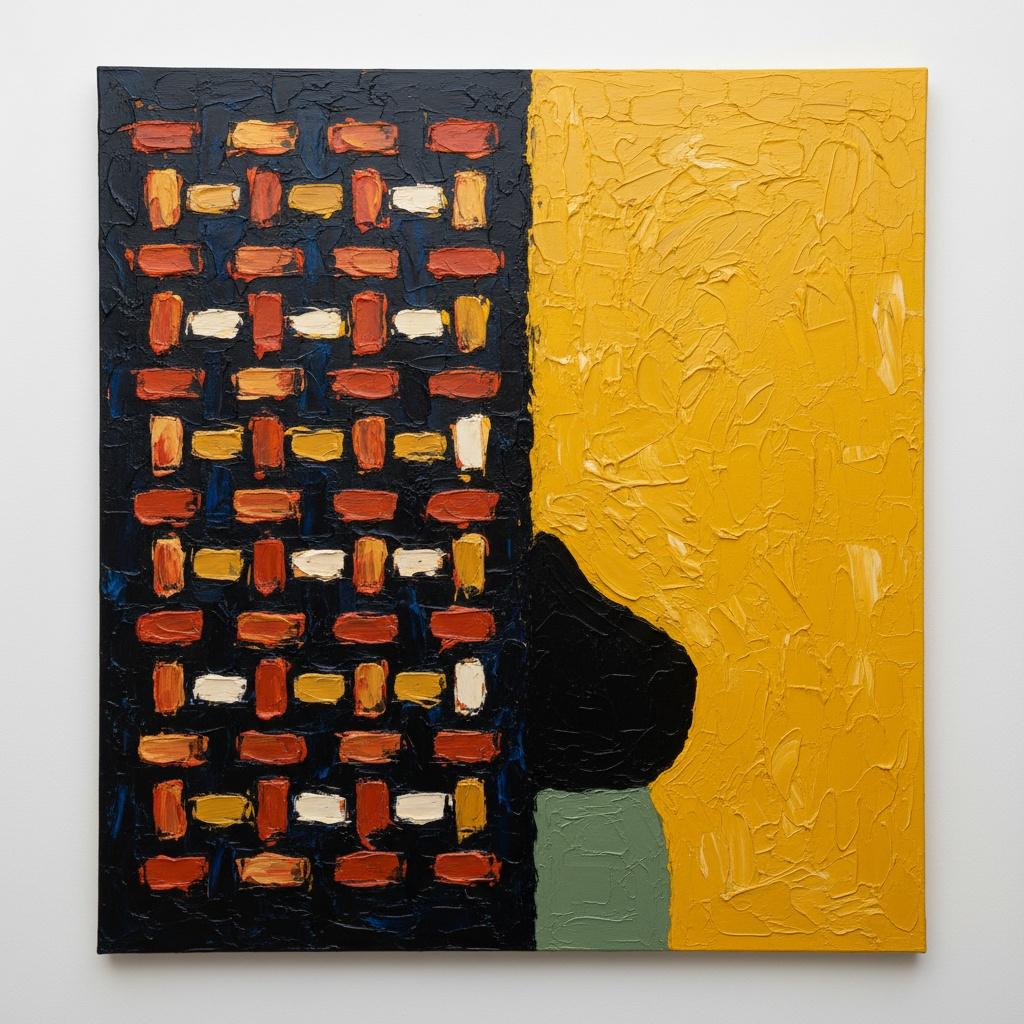 Monolithic Ochre And Midnight Rhythms: A Singular Study In Tactile Abstraction — Laurent Fabre