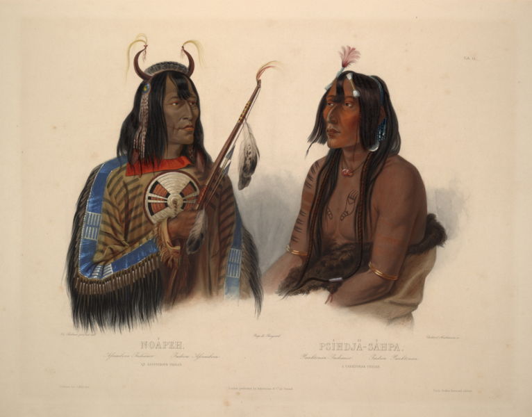 An Assiniboin Indian And A Yanktonan Indian — Karl Bodmer