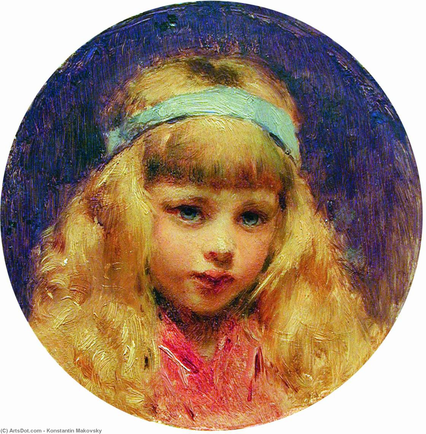 Portrait Of The Girl With A Blue Ribbon In A Hair — Konstantin Yegorovich Makovsky
