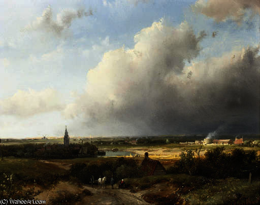 A Panoramic Dutch River Landscape — Андреас Шелфхоут