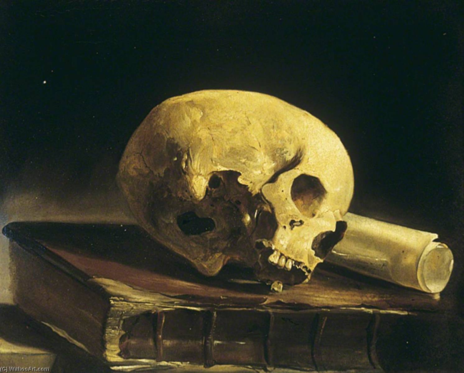 Study Of A Skull, A Book And A Scroll Of Paper — John N. Rhodes