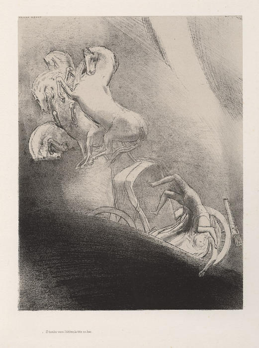 He Falls, Head-first, Into The Abyss (plate 17) — Odilon Redon