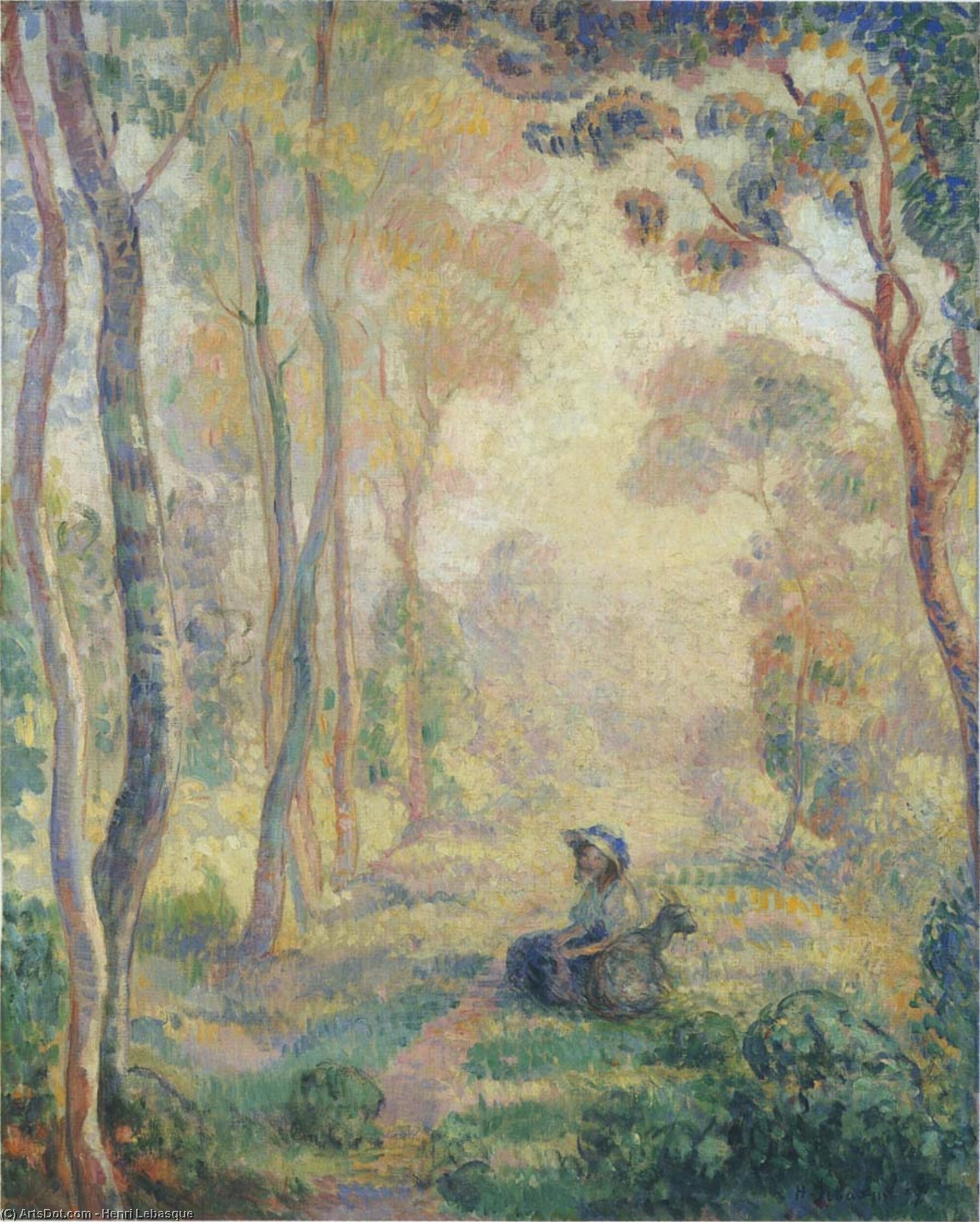 Child With Goat In The Pierrefonds Forest — Henri Lebasque