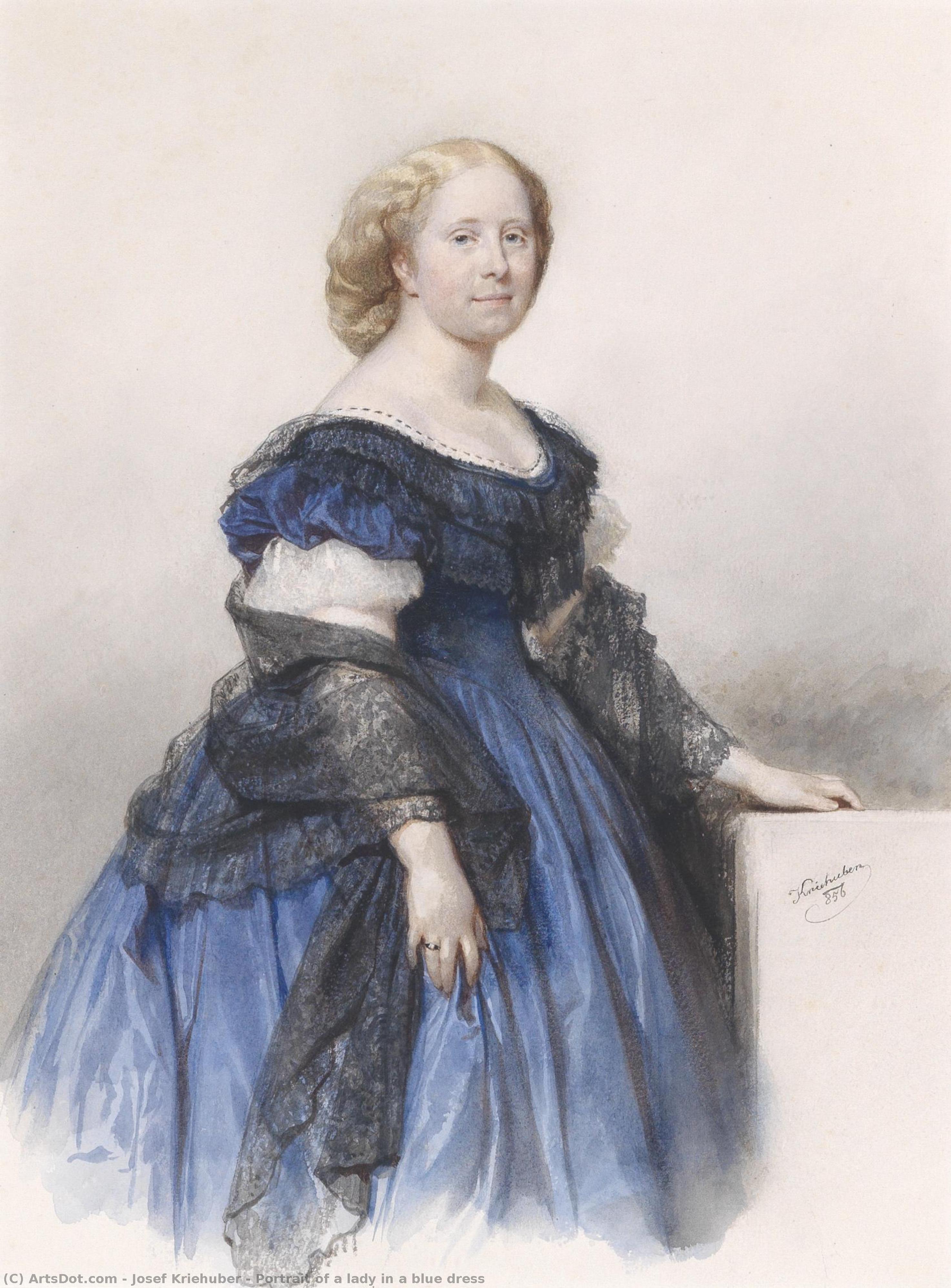 Portrait Of A Lady In A Blue Dress — Josef Kriehuber