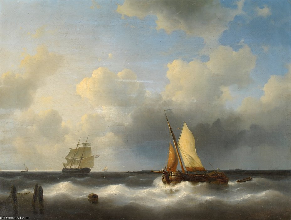 Frigate And Fishing Boat Off The Coast — Abraham Hulk Senior