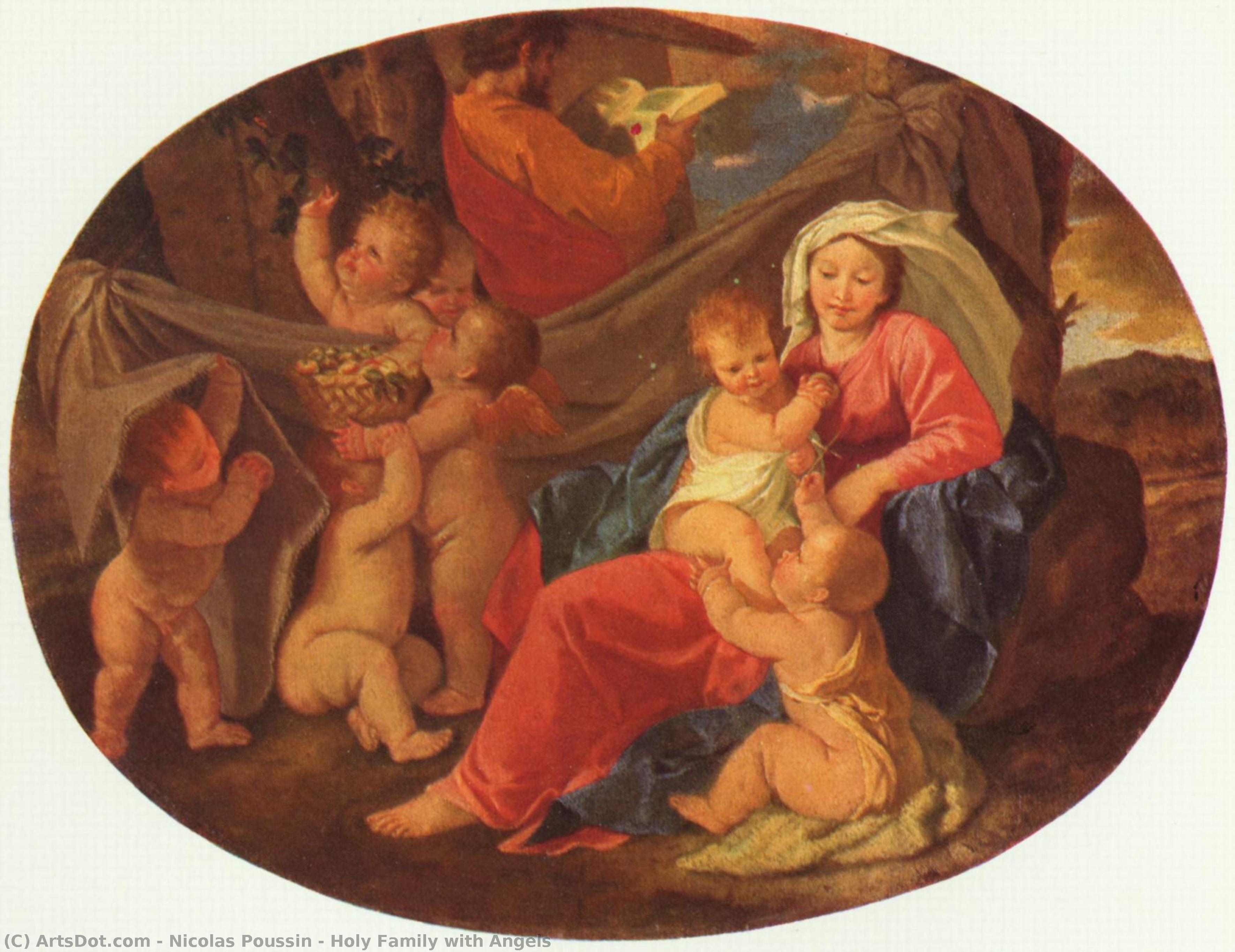La Sagrada Familia Con Ángeles — Nicolás Poussin