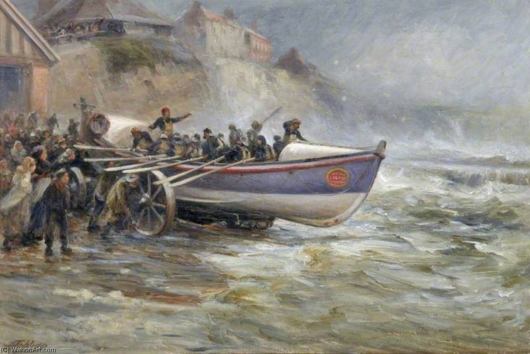Launching The Cullercoats Lifeboat — Robert Jobling