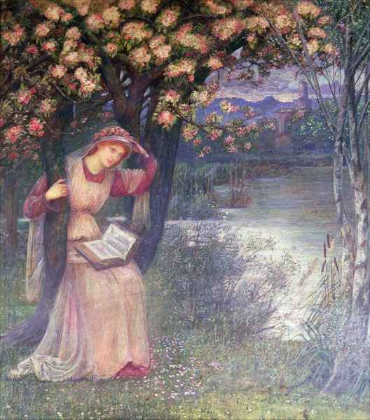 Woman Reading In A Garden — Marie Spartali Stillman