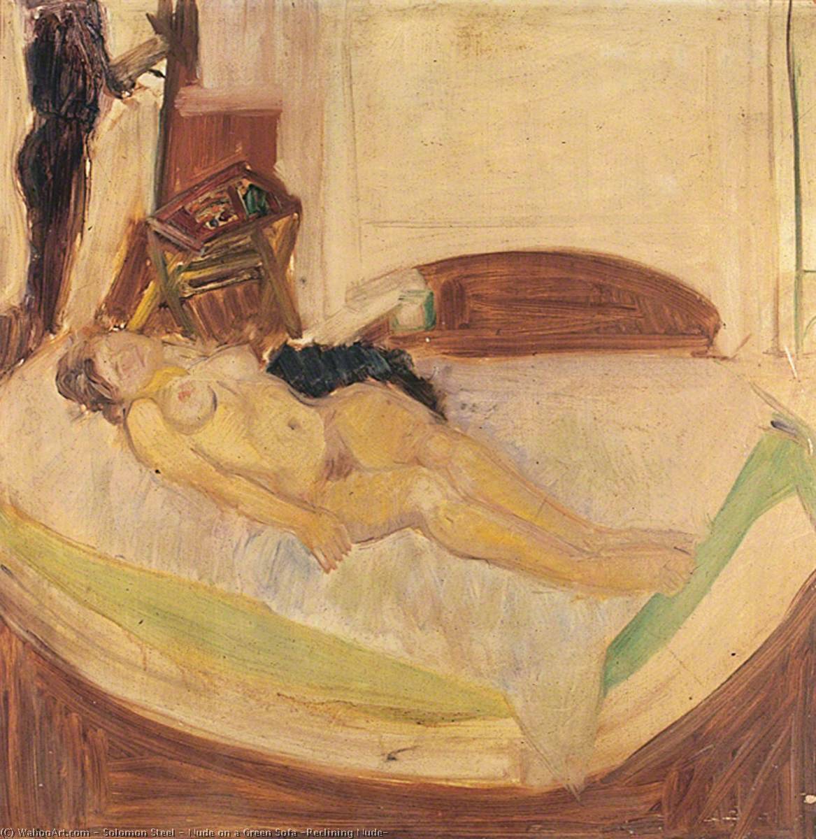 Nude On A Green Sofa (reclining Nude) — Solomon Steel