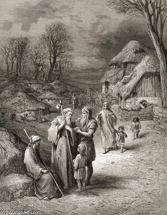Pilgrinos Alimentándose Por Campesinos — Paul Gustave Doré