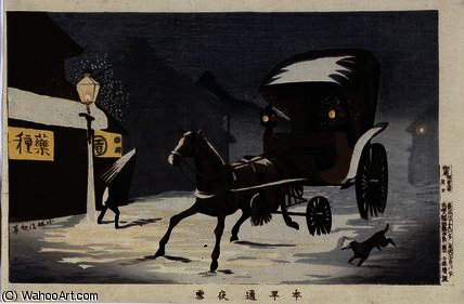 Snowy Evening At Honcho Street — Kobayashi Kiyochika