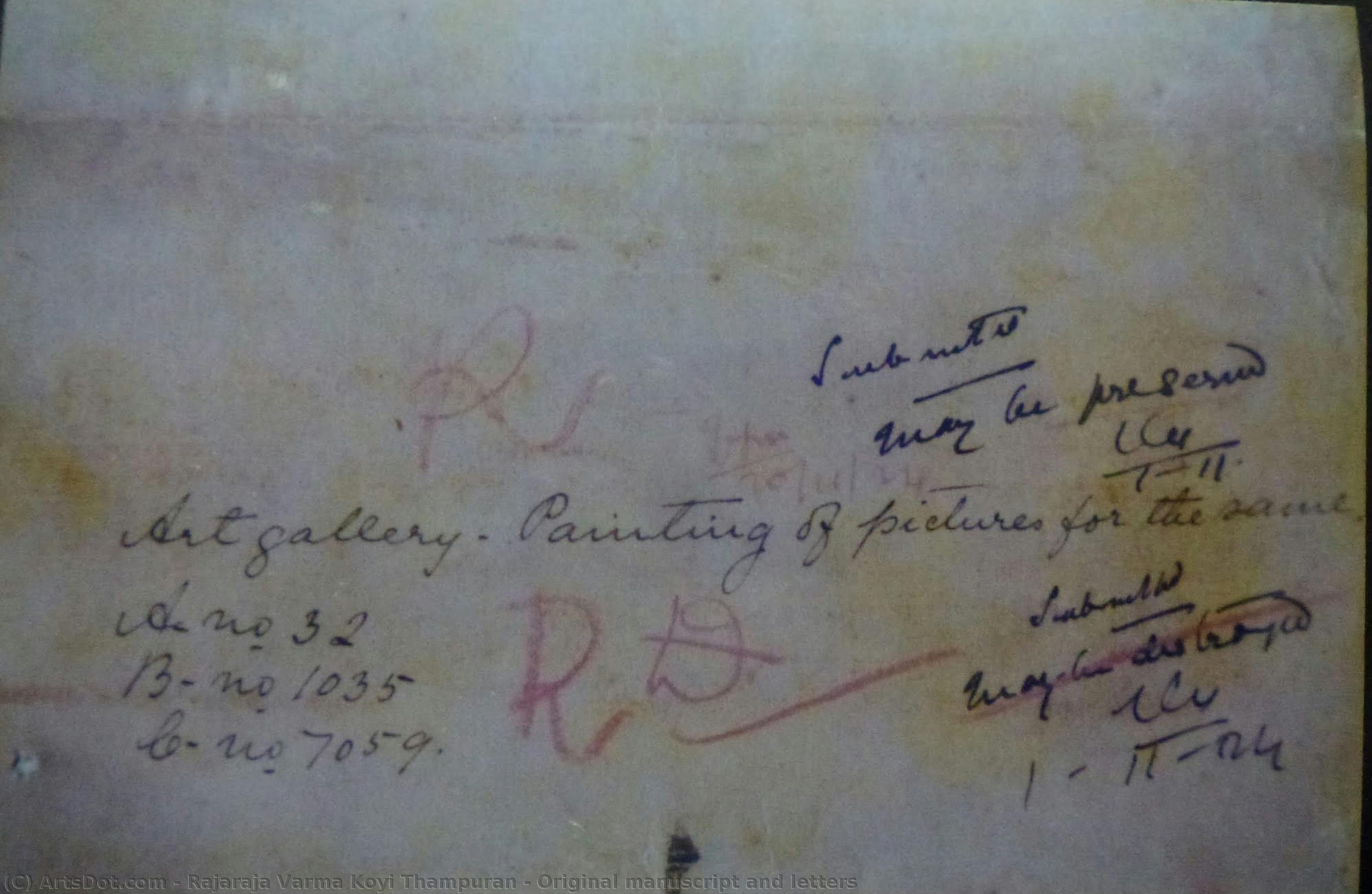 Original Manuscript And Letters — Rajaraja Varma Koyi Thampuran