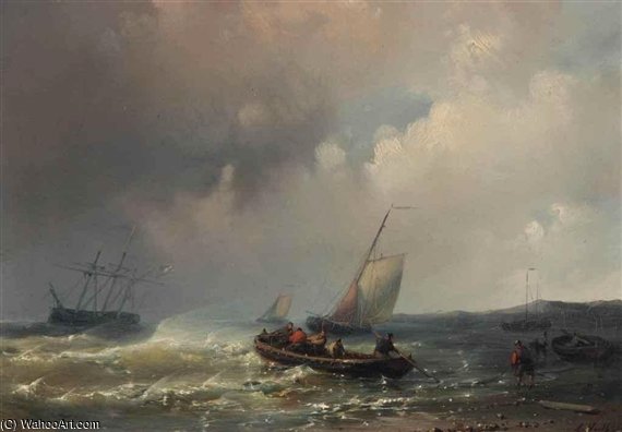 Fishermen Braving The Surf — Abraham Hulk Senior