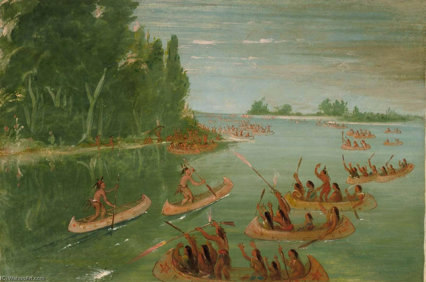 Canoe Race Near Sault Ste. Marie — George Catlin