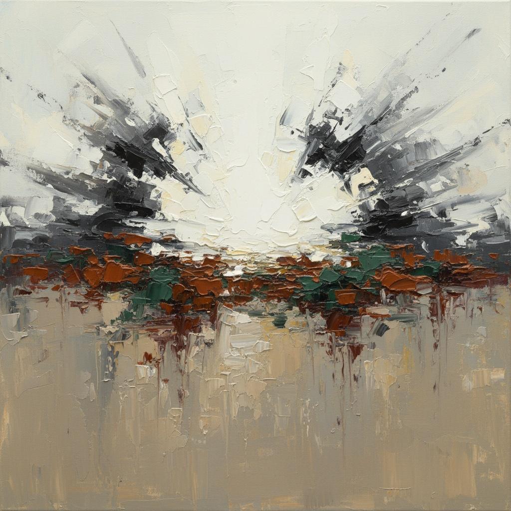 Ethereal Void Of Charcoal Shadows And Radiant Earthbound Impasto Fragments — Christian Noiret