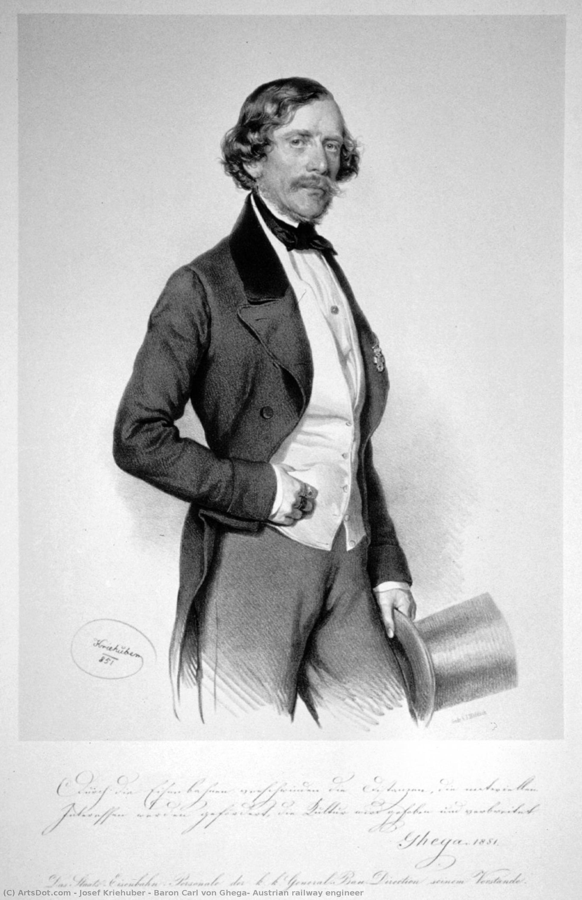 Baron Carl Von Ghega, Austrian Railway Engineer — Josef Kriehuber