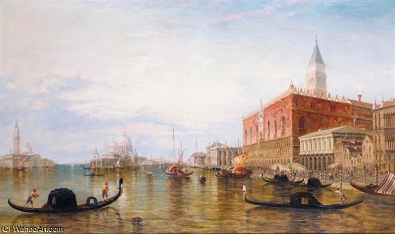 Gondolas On The Grand Canal In Front Of The Doge's Palace, Venice — Alfred Pollentine