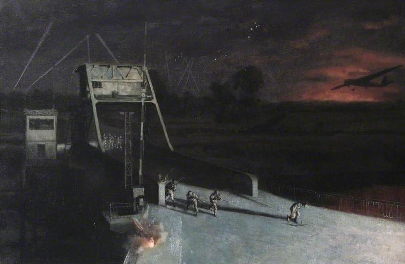Glider Borne Landing And The Capture Of Bénouville Bridge, Normandy, France, By The 2nd Battalion (52nd) Of The Oxfordshire Buckinghamshire Light Infantry, The First Formed Body Of British Troops To Reach Normandy On D Day, 0016hrs, 6 June 1944 — Norman Hepple