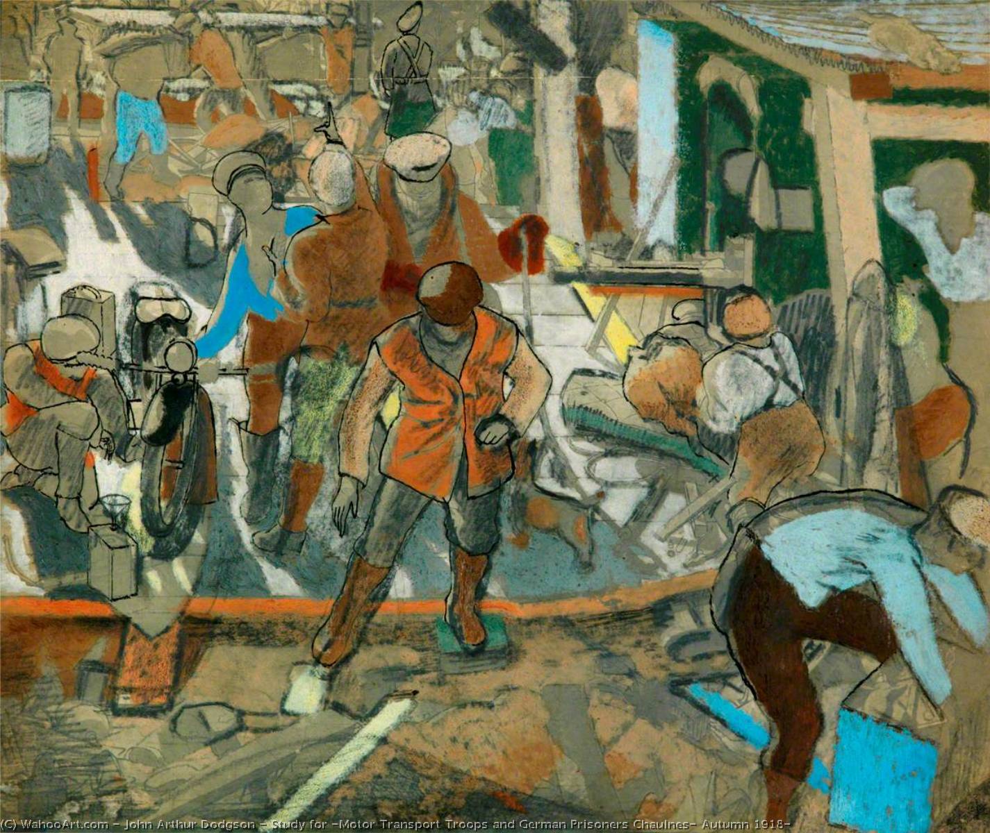 Study For 'motor Transport Troops And German Prisoners Chaulnes, Autumn 1918' — John Arthur Dodgson