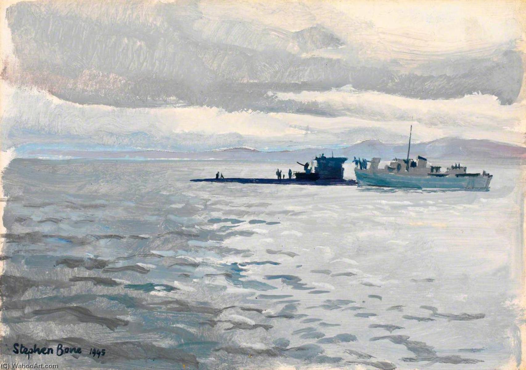 Boarding A German U Boat At Loch Eriboll, Sutherlandshire — Stephen Bone