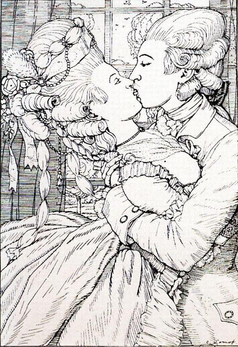 The Kiss. Illustration To The Book Of The Marquise — Konstantin Andreevic Somov