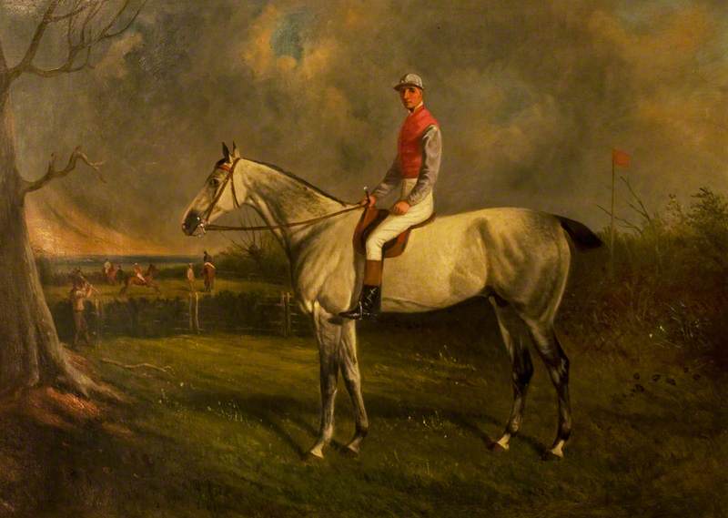 'scot Guard', A Grey, With Jockey Up In A Landscape — John Duvall