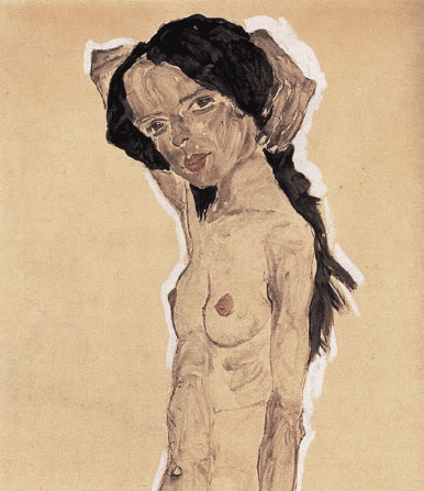 Nude Femenino Con Cabello Negro — Egon Schiele