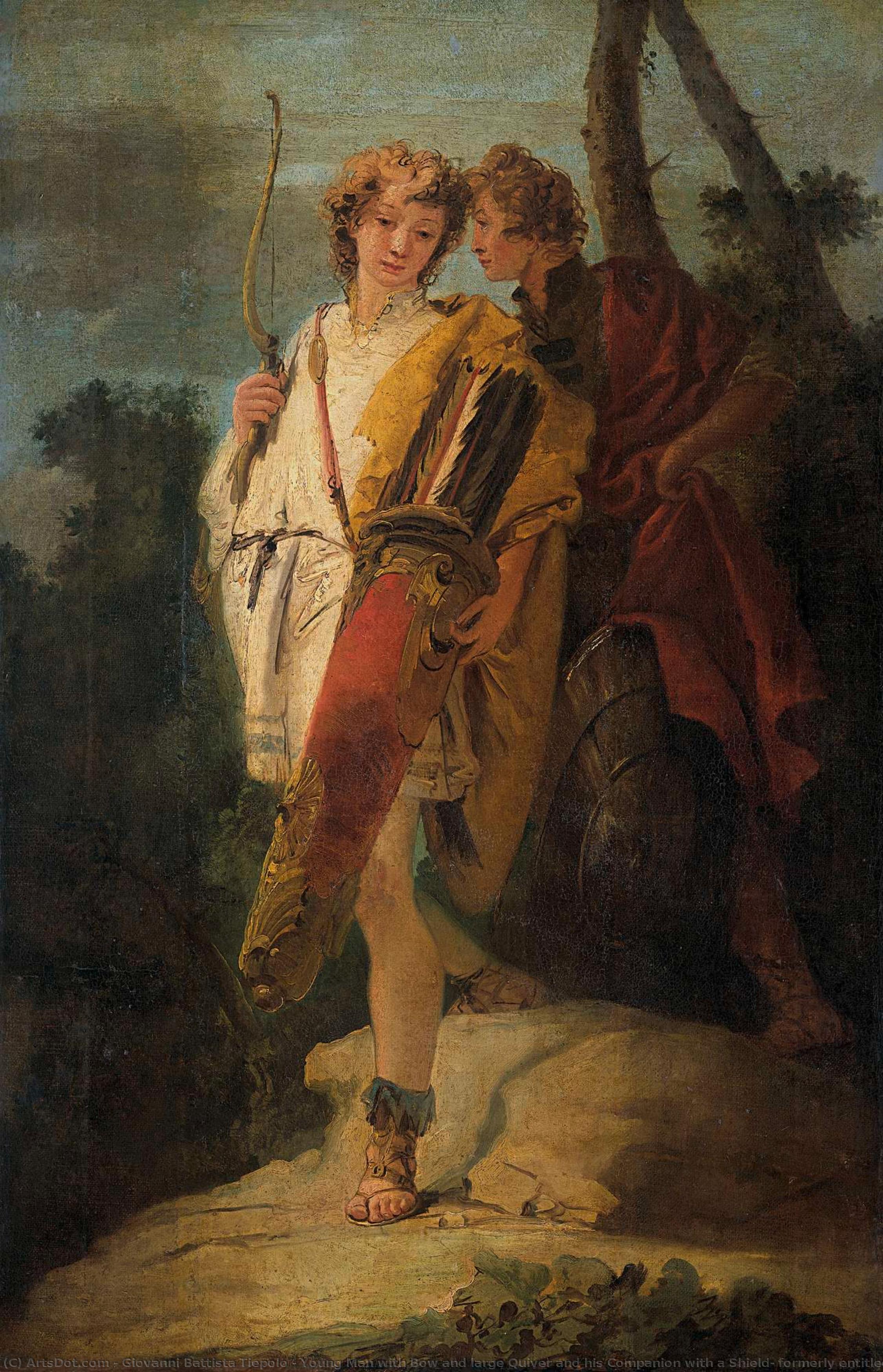 Young Man With Bow And Large Quiver And His Companion With A Shield, Formerly Entitled Telemachus And Mentor, Giovanni Battista Tiepolo, 1730 - 1750 — Giambattista Tiepolo