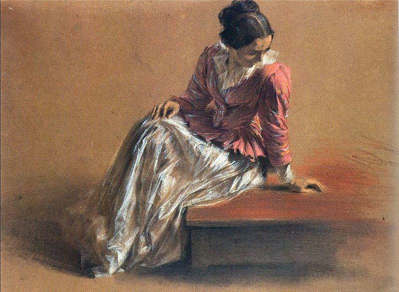Costume Study Of A Seated Woman, Menzel´s Sister, Emilie — Adolph Von Menzel