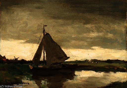 Sailboat On A Canal — Jan Weissenbruch