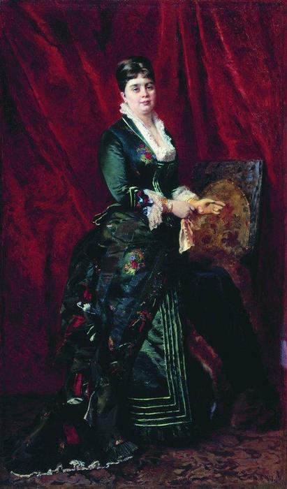 Portrait Of The Young Lady With Green Dress — Konstantin Yegorovich Makovsky